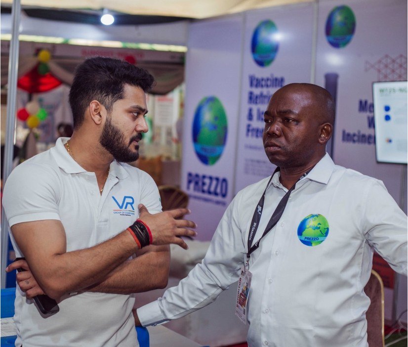 An interview at an exhibition stand